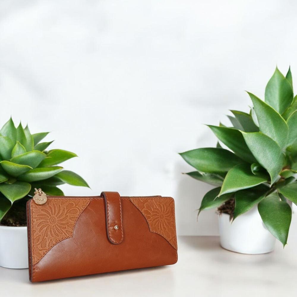 Floral Tooled Slim Wallet